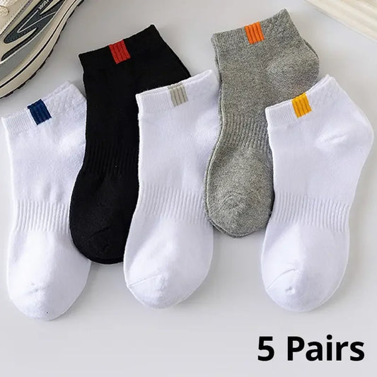 5 Pairs Fashionable Cloth Standard Boat Socks For Men