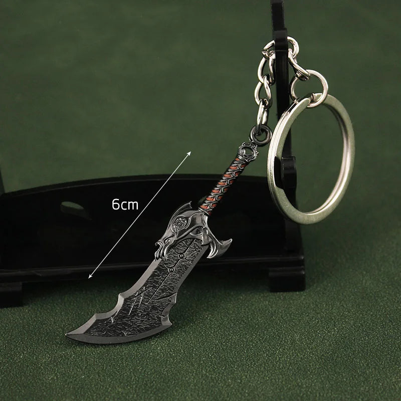 Mini God of War Kratos Blade of Chaos Keychain Metal Model for Men Party Jewelry