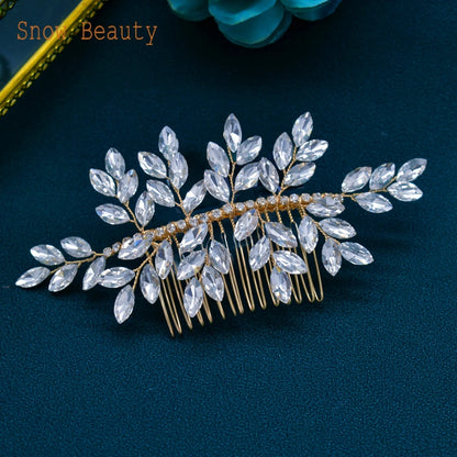Elegant Crystal Bridal Hair Comb Silver Gold Wedding Headpiece for Women