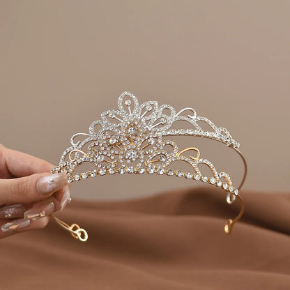 Mini Crystal Bridal Crown Comb for Girls - Rhinestone Pearl Tiaras for Weddings and Birthdays