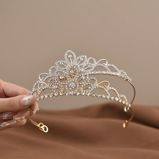 Mini Crystal Bridal Crown Comb for Girls - Rhinestone Pearl Tiaras for Weddings and Birthdays