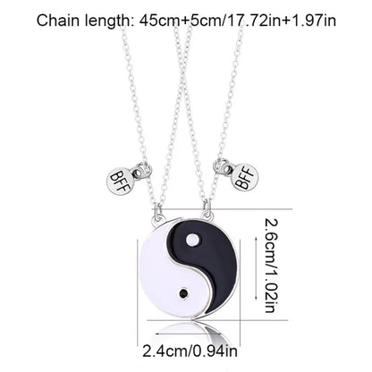 Best Friend Taichi Magnetic Pendant Necklaces Set for Couples and Friends