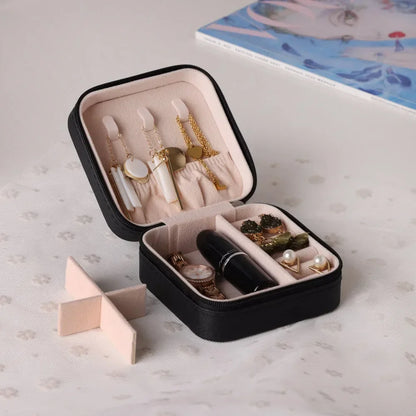 Travel Jewelry Organizer PU Leather Case for Earrings, Necklaces, Rings