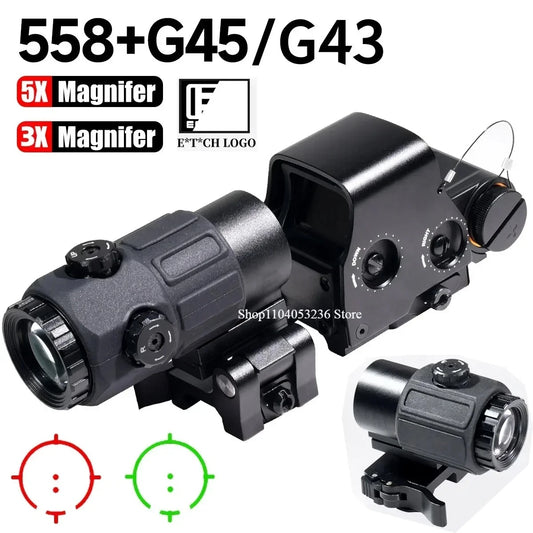 Eotech 558 G43 Magnifier Holographic Sight Scope with Folding Side Flip and 5X Magnification for Tactical Reflex Riflescope