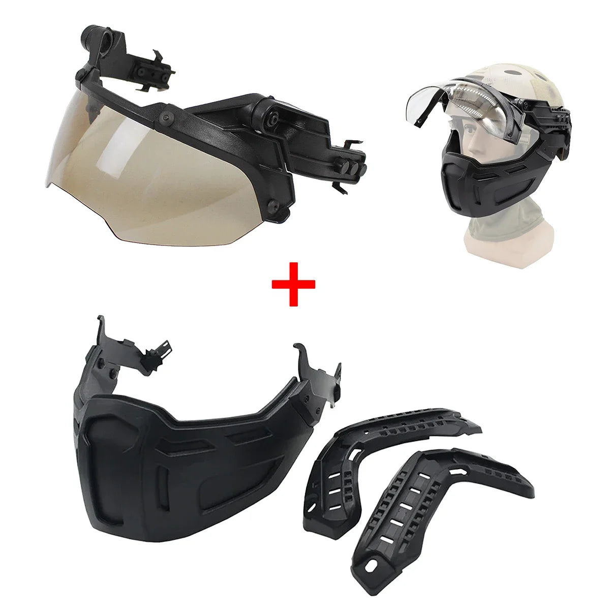 New Tactical FAST Helmet Half Face Mask With Flip Goggles BK Mask Goggles 2