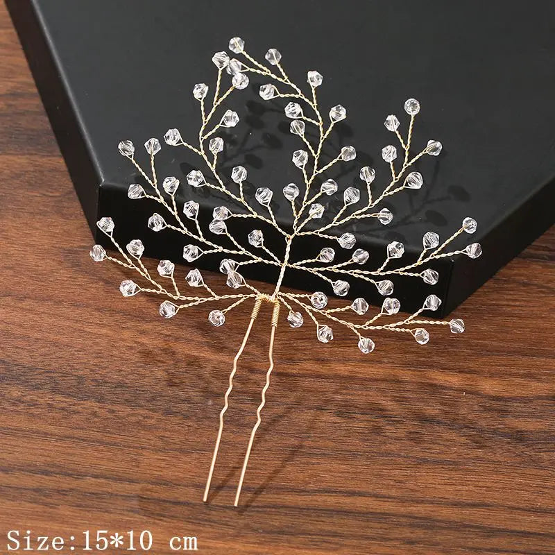 Elegant Pearl Rhinestone Flower Hair Pins for Women Wedding Accessories