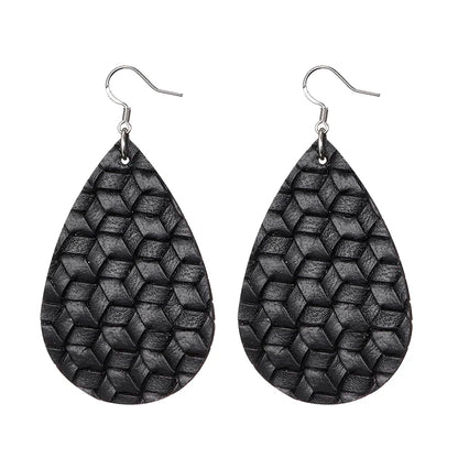 Elegant Faux Leather Teardrop Earrings for Women Lightweight Dangle Fashion Jewelry