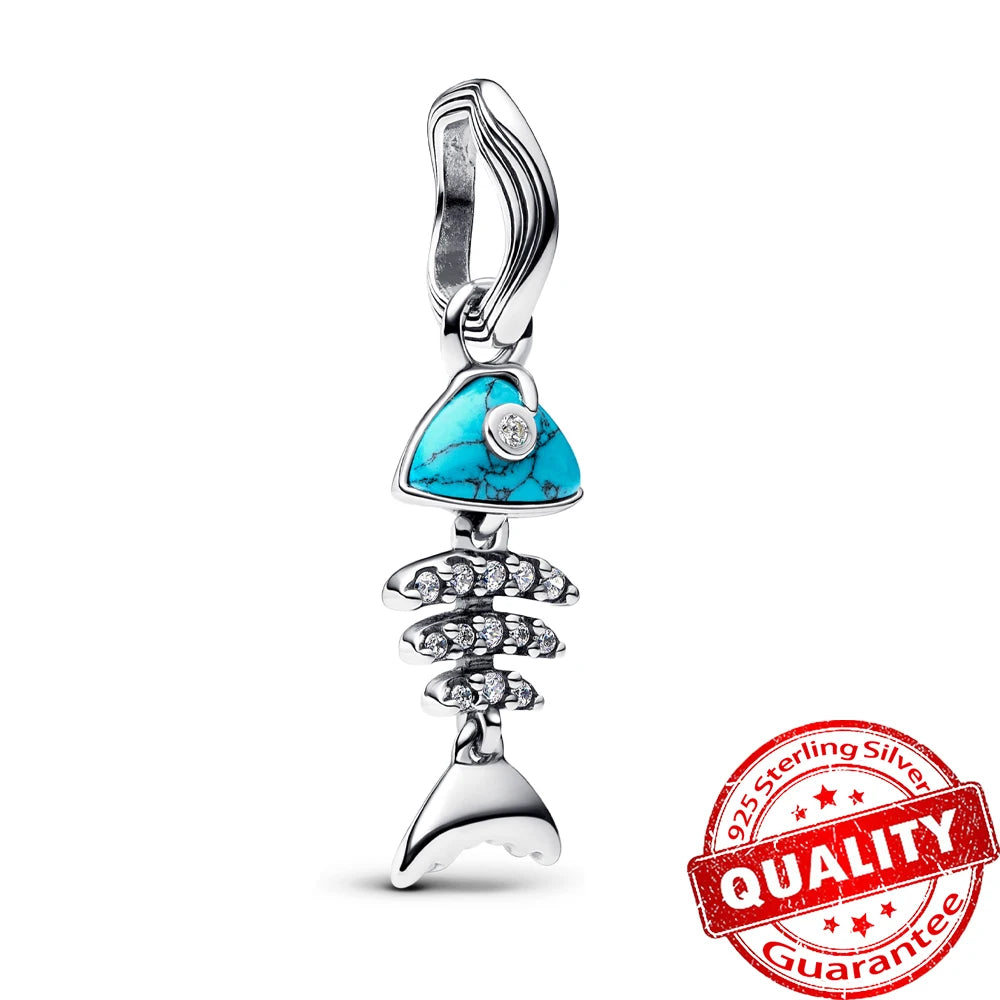 Ocean Series Sterling Silver Starfish and Coral Charm Pendant for Bracelets FCC518
