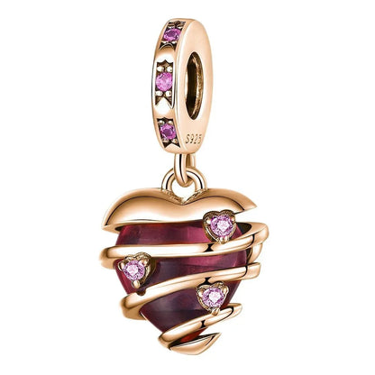 925 Sterling Silver Colorful Infinite Heart Flower Charms with Zircon for Pendant Bracelet Necklace DIY Fine Jewelry