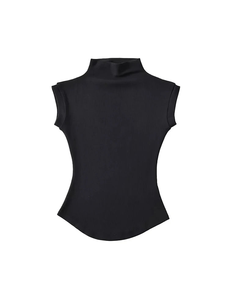 Dozw Women Sleeveless Turtleneck Top Slim Fit Tee Shirt