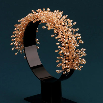 Luxury Handmade Bridal Hair Hoop with Crystal Rhinestone Headwear for Women Elegant Hair Ornament Jewelry
