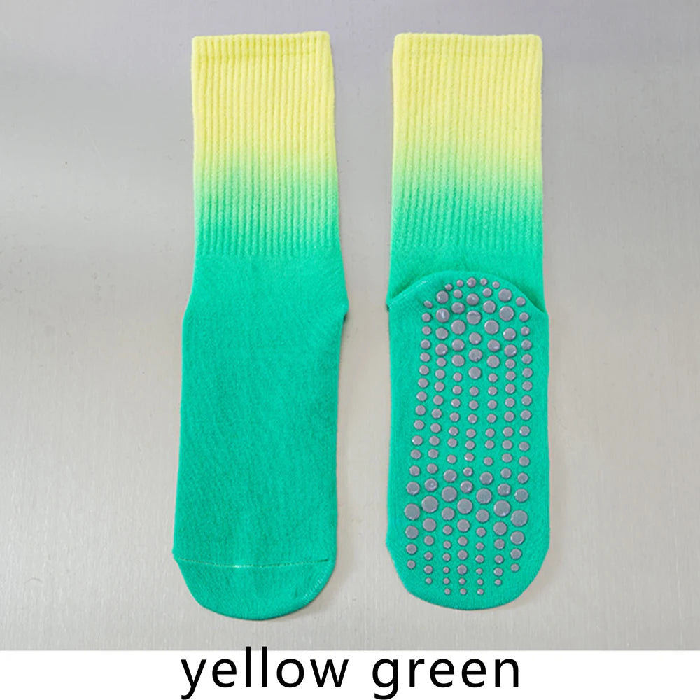 Colorful Women Cotton Mid Tube Non Slip Yoga Pilates Socks