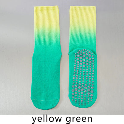 Colorful Women Cotton Mid Tube Non Slip Yoga Pilates Socks