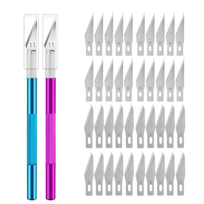 Engraving Non-Slip Metal Knife Kit with 40pcs Blades for PCB Repair BluePurple