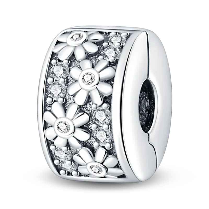 925 Sterling Silver Colorful Butterfly Star Moon Flower Beads Clip Charm for DIY Bracelet Fine Zircon Jewelry