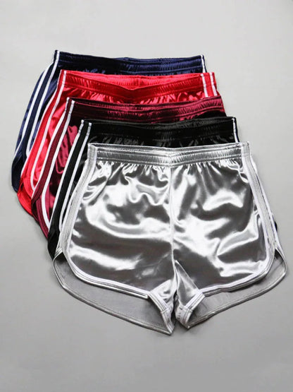 New 2024 Women Silk Beach Shorts White Casual Slim Fit