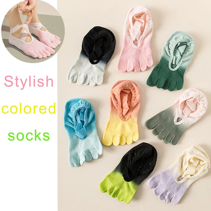 Premium Yoga Toe Socks Low Cut Tie Dye Breathable Moisture