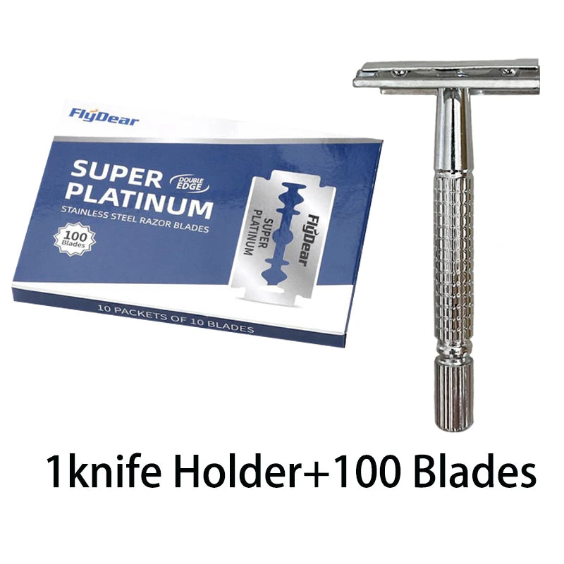 Stainless Steel Double Sided Men's Shaver with Sharp Replaceable Blades Classic Hair Removal Razor