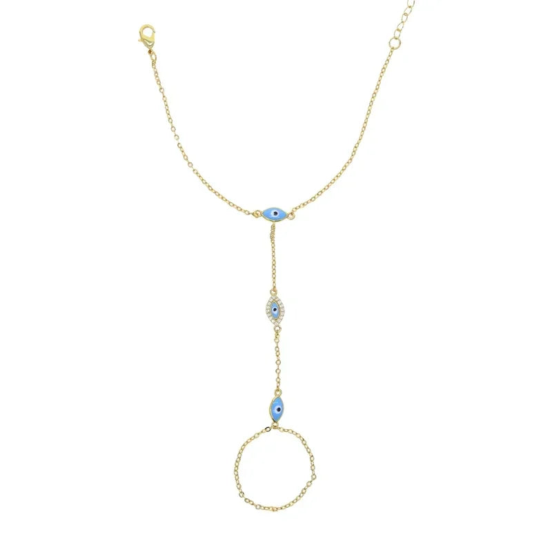Elegant Gold Enamel Evil Eye Charm Bracelet For Women Fashion Jewelry