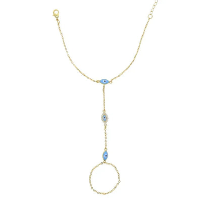 Elegant Gold Enamel Evil Eye Charm Bracelet For Women Fashion Jewelry