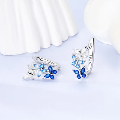 Original 925 Sterling Silver Tassel Earrings for Women Zircon Sparkling Pave Hoop Studs Anniversary Jewelry Gift