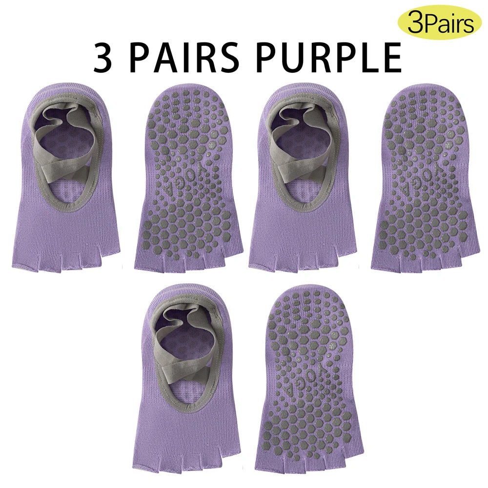 Women Open Toe Anti Slip 5 Toe Yoga Socks With Grips