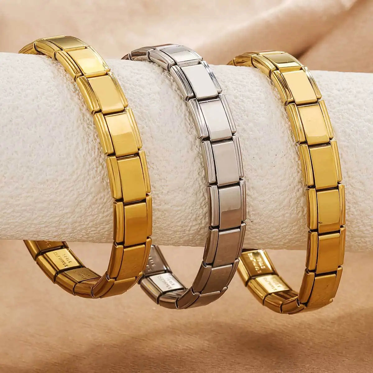RAKOL Classic Stainless Steel Italian Chain Link Pendant for 9mm DIY Bracelet Making