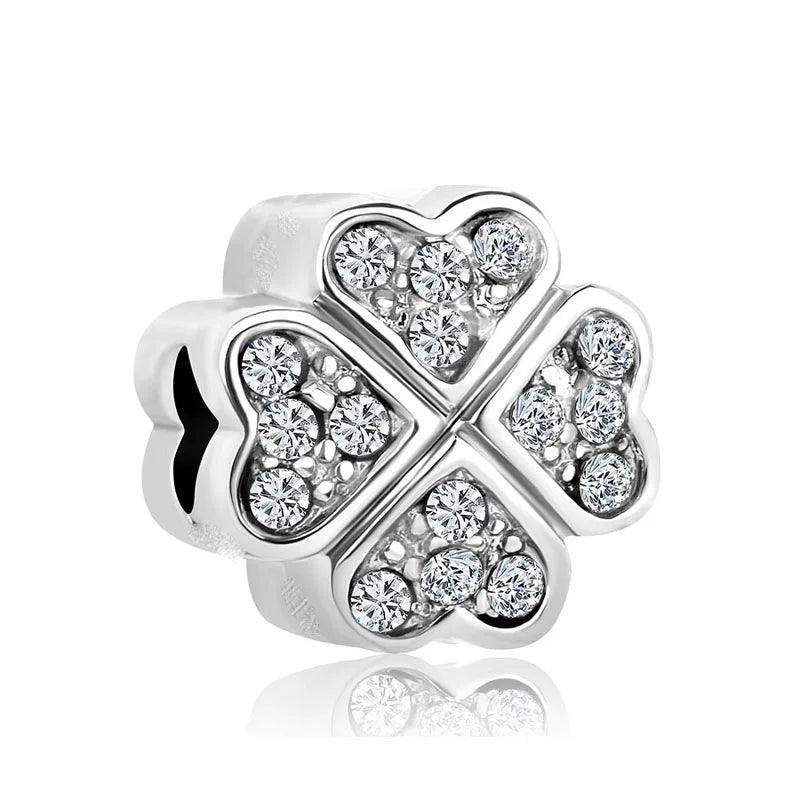 European Zircon Charm Beads 925 Silver Pendant Necklace for Women Gift P2035