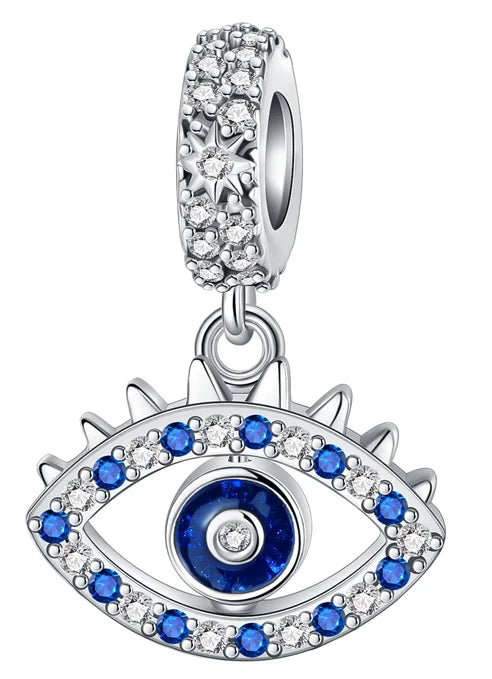925 Sterling Silver Blue Evil Eye Jewelry Set With Zircon Charms Pendant Ring Earrings For Bracelet Necklace Gift