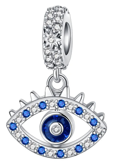 925 Sterling Silver Blue Evil Eye Jewelry Set With Zircon Charms Pendant Ring Earrings For Bracelet Necklace Gift