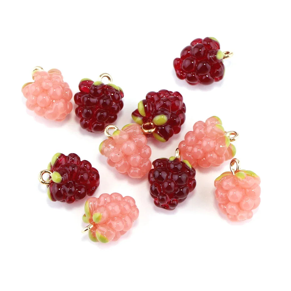 Charming 3D Raspberry Grapes Resin Fruit Charms for DIY Jewelry and Crafts