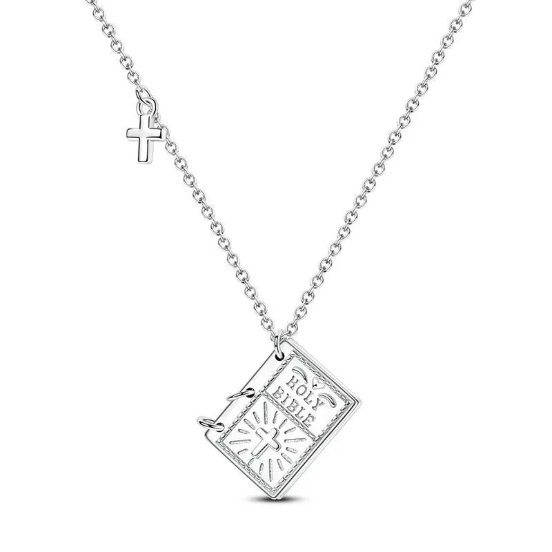 Original 925 Sterling Silver Heart Skull Necklace Ring and Cross Bracelet Set with Zircon Accents for Halloween and Valentine Gifts