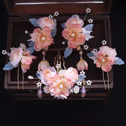 Vintage Chinese Hanfu Hair Accessories Set for Bridal Elegance