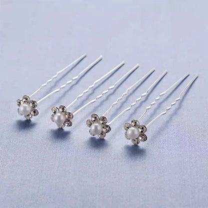 Elegant Bridal U-Shaped Hairpins Set - Pearl and Rhinestone Wedding Updo Accessories