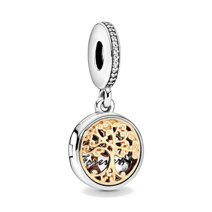 European Mother's Day Key Lock Tower Family Tree DIY Charm Bead for 925 Sterling Silver Bracelet Necklace Jewelry for Women