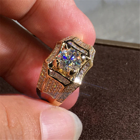14K Gold 3 Carat Diamond Ring for Men Elegant Fine Jewelry Gift for Him and Her