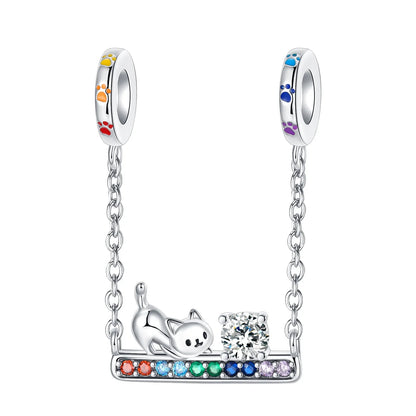 Original 925 Sterling Silver Cat Claw Charms with Zircon Accents Money Attract Earrings and DIY Necklace Bracelet Beads Gift Jewelry