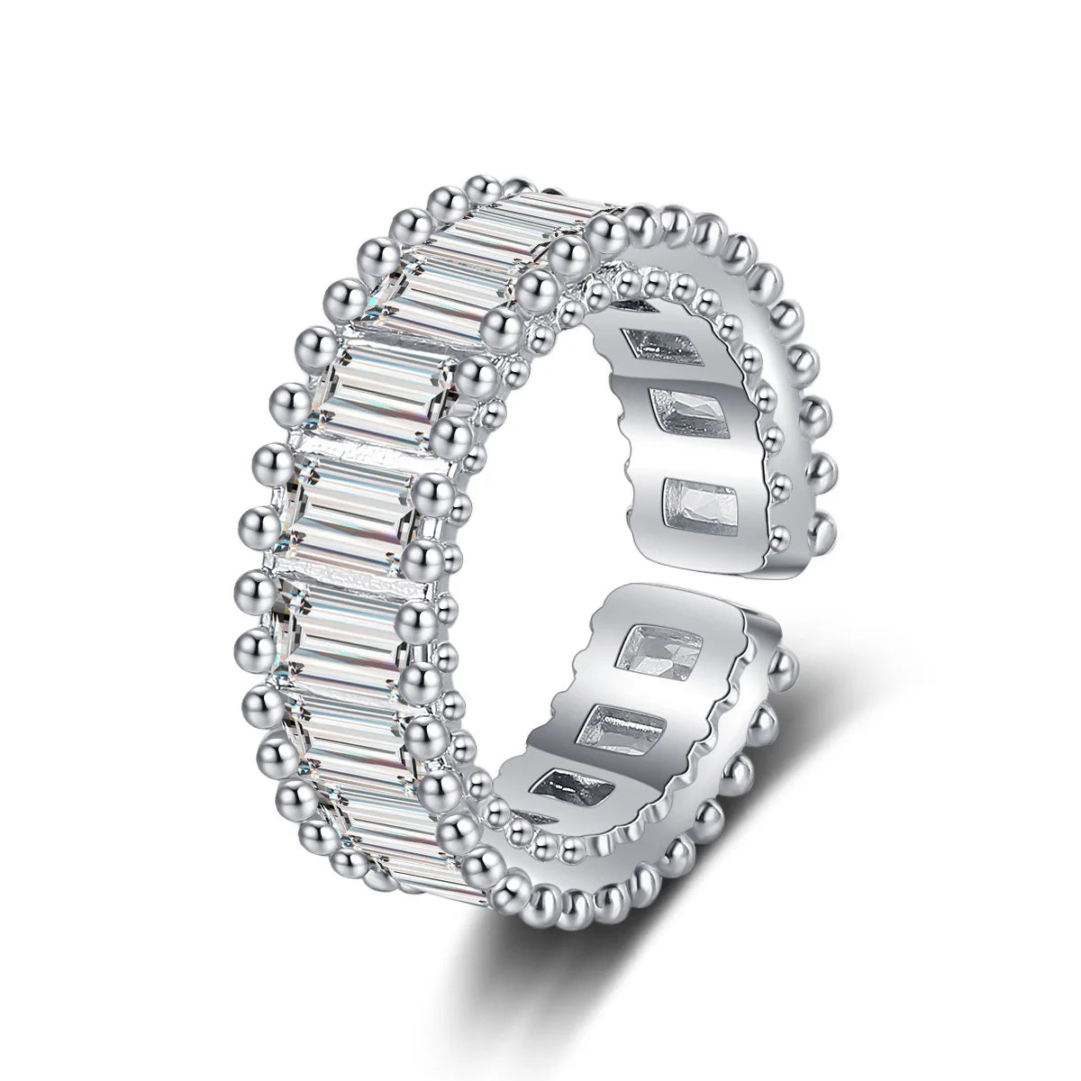 Elegant 925 Sterling Silver Heart Zircon Adjustable Ring for Women