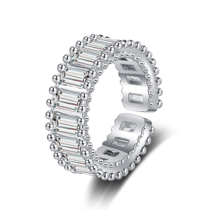 Elegant 925 Sterling Silver Heart Zircon Adjustable Ring for Women