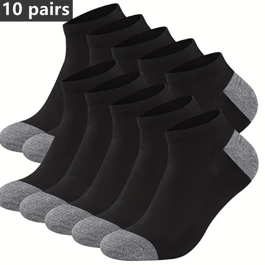 Men's Breathable Cotton Ankle Socks Comfortable Summer Low Cut Casual Socks 10 Pack