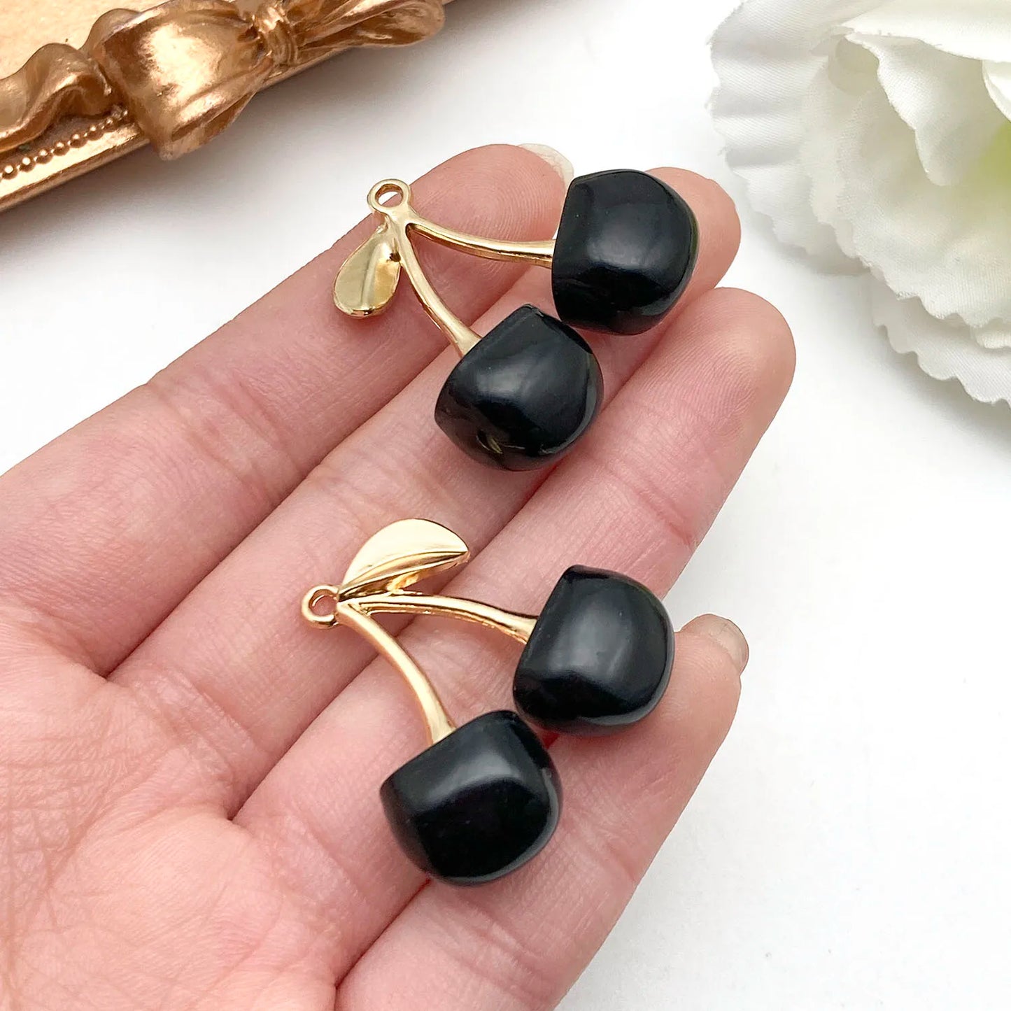 3D Resin Cherry Charm Set for Jewelry Making - Cute and Romantic Craft Accessories