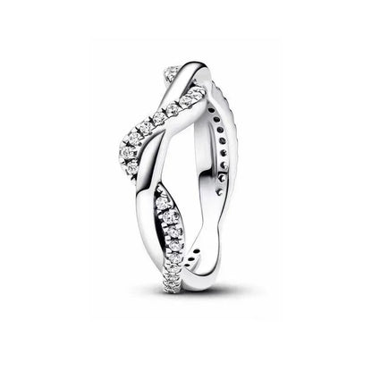 Original 925 Sterling Silver Heart Crown Bow Moon Ring with Colorful Crystal for Women Elegant Fine Jewelry Gift AMR057