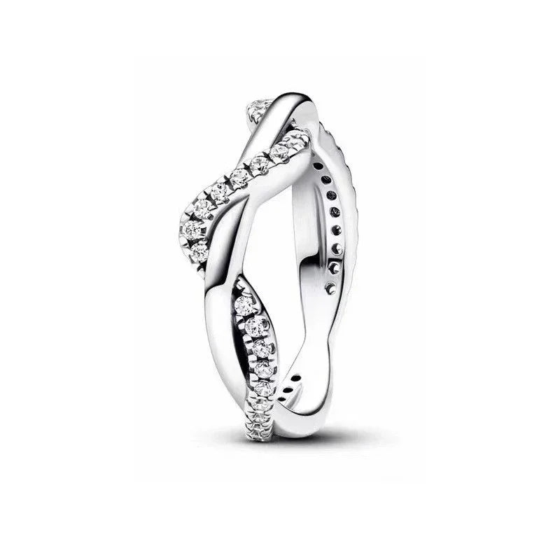 Original 925 Sterling Silver Heart Crown Bow Moon Shell Colorful Crystal Ring for Women Fine Jewelry Gift XR185