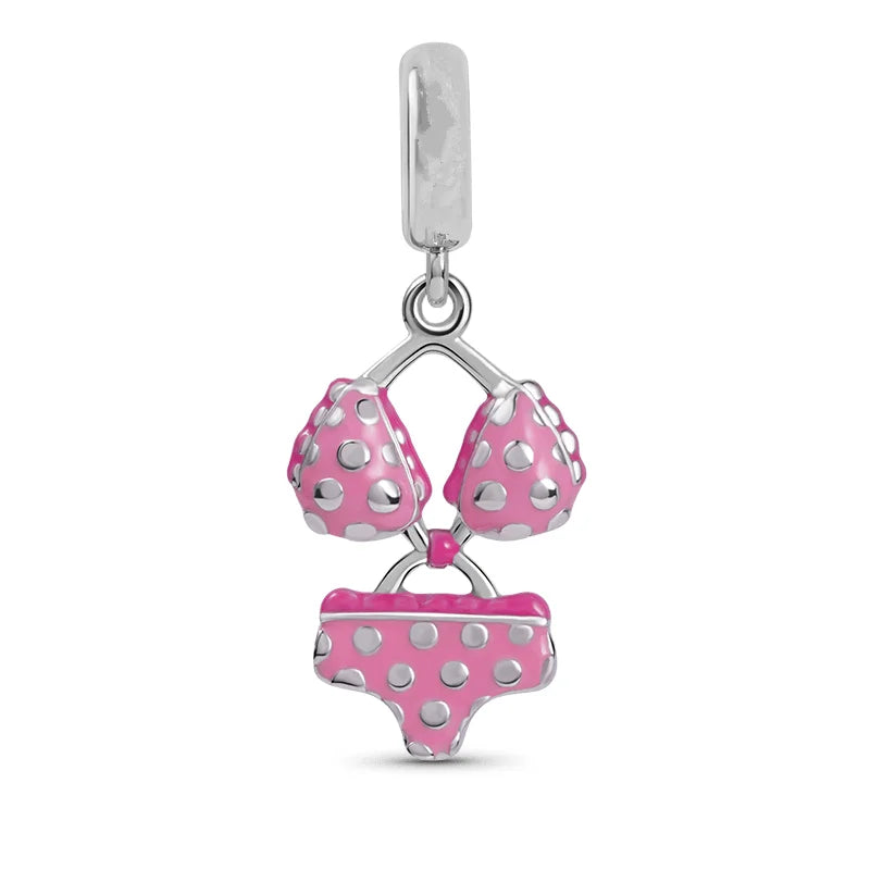 Hot Pink Murano Glass Charm Bead For 925 Bracelet Pendant