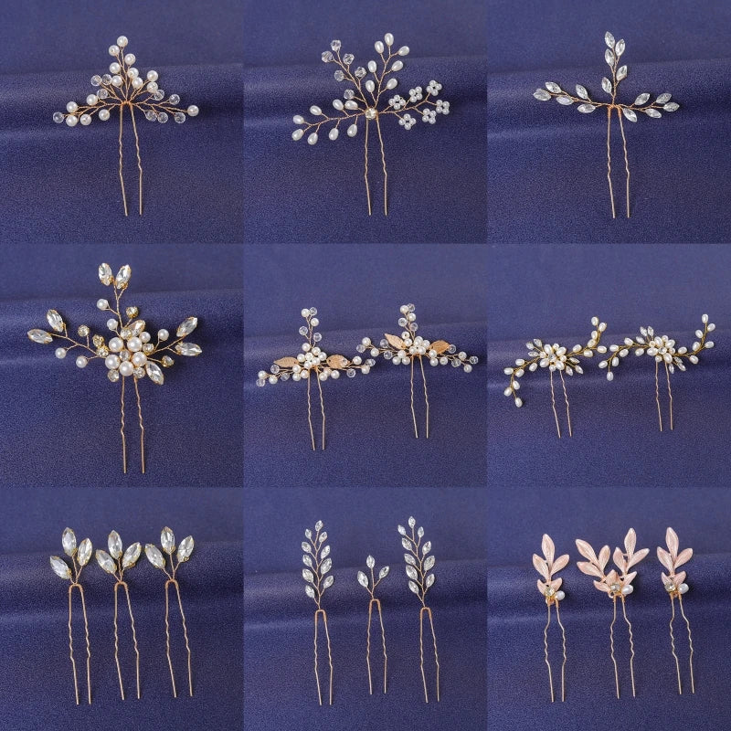 Elegant Gold Crystal Hair Pin for Women - Trendy Rhinestone Bridal Wedding Hair Accessory