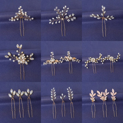 Elegant Gold Crystal Hair Pin for Women - Trendy Rhinestone Bridal Wedding Hair Accessory