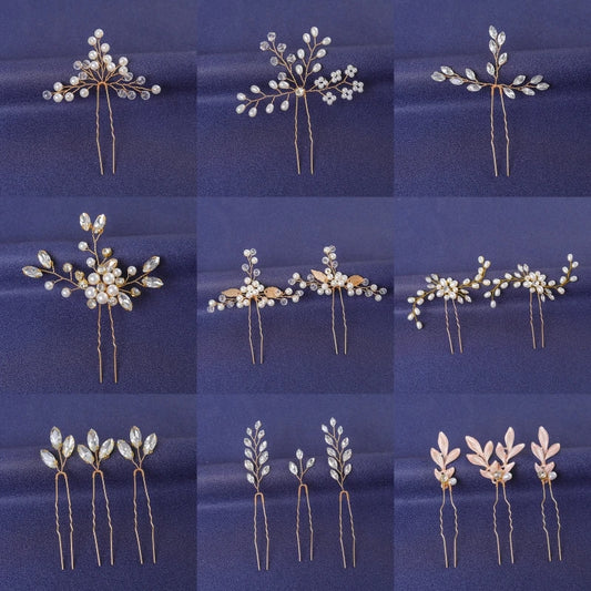 Elegant Gold Crystal Hair Pin for Women - Trendy Rhinestone Bridal Wedding Hair Accessory
