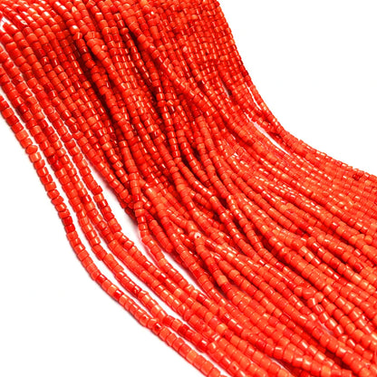 Natural Red Coral Beads Cylindrical Loose Beads for DIY Jewelry Making Bracelet Necklace Accessories 3x3mm