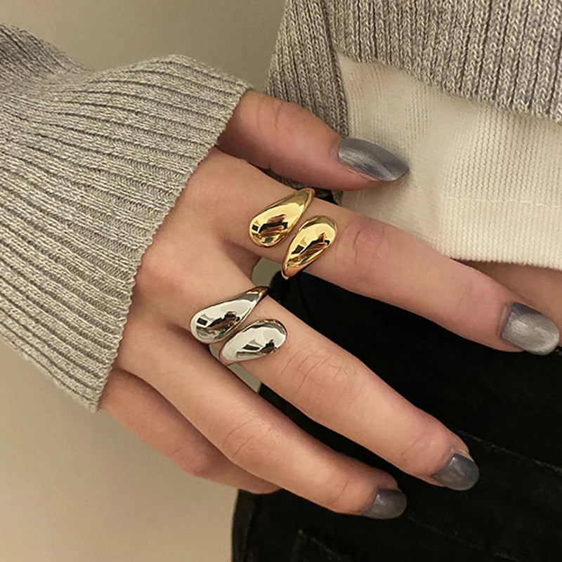 Gold Silver Plated Bold Dome Ring for Women 2023 Chunky Statement Jewelry
