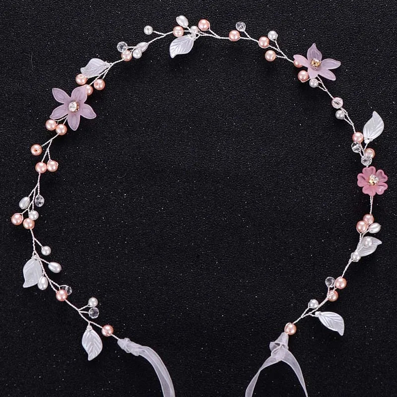 Bridal Pearl Headband - Handmade Gold Flower Hair Jewelry for Weddings